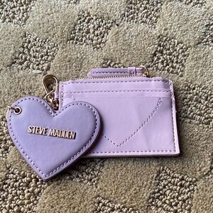 Steve Madden dusty pink Card Holder with Heart Keychain